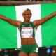 GLASGOW, SCOTLAND - JULY 31:  Blessing Okagbare of Nigeria celebrates winning gold in the Women's 200m Final at Hampden Park during day eight of the Glasgow 2014 Commonwealth Games on July 31, 2014 in Glasgow, United Kingdom.  (Photo by Ian Walton/Getty Images)